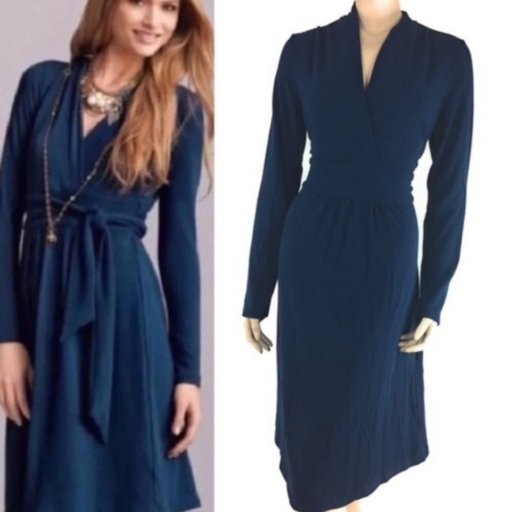 2/$25 Cabi 227 Chelsea Faux Wrap Dress Teal Blue